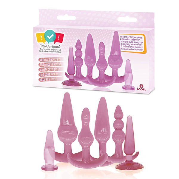 Try-Curious Anal Plug Kit - Pink Anal Kit - Set of 6 - Pleasure Den