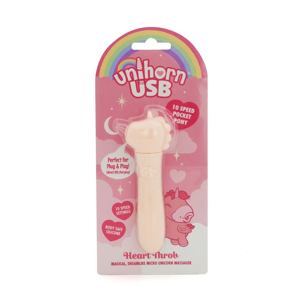 Unihorn - USB Bullet - Heart Throb - Coral USB Rechargeable Vibrating Bullet - Pleasure Den