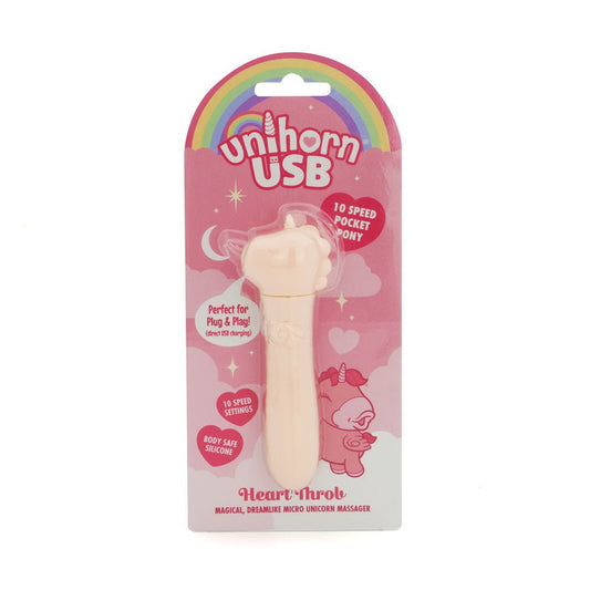 Unihorn - USB Bullet - Heart Throb - Coral USB Rechargeable Vibrating Bullet - Pleasure Den