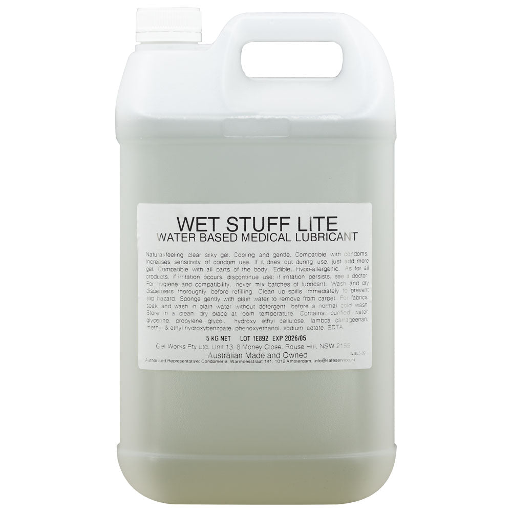 Wet Stuff Lite - 5kg Bottle - Water Based Lubricant - 5 kg Tube - Pleasure Den