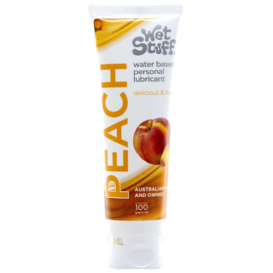 Wet Stuff Peach - 100g Tube - Peach Flavoured Water Based Lubricant - 100 ml Tube - Pleasure Den