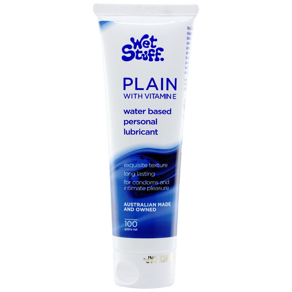 Wet Stuff Plain - 100g Tube - Water Based Lubricant with Vitamin E - 100 gram Tube - Pleasure Den