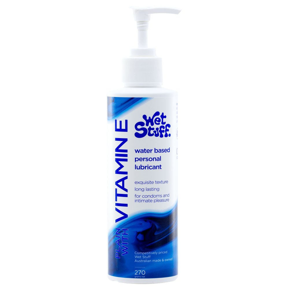 Wet Stuff Plain - 270g Pump - Water Based Lubricant with Vitamin E - 270 gram Pump Bottle - Pleasure Den