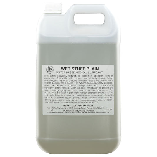 Wet Stuff Plain - 5kg Bottle - Water Based Lubricant with Vitamin E - 5 kg Bottle - Pleasure Den
