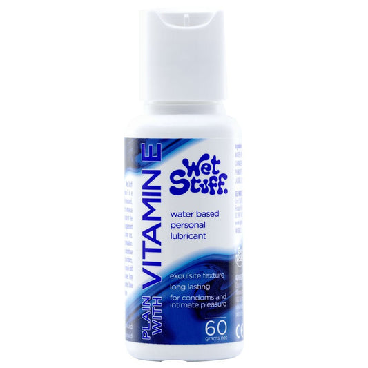Wet Stuff Plain - 60g Bottle - Water Based Lubricant with Vitamin E - 60 gram Bottle - Pleasure Den