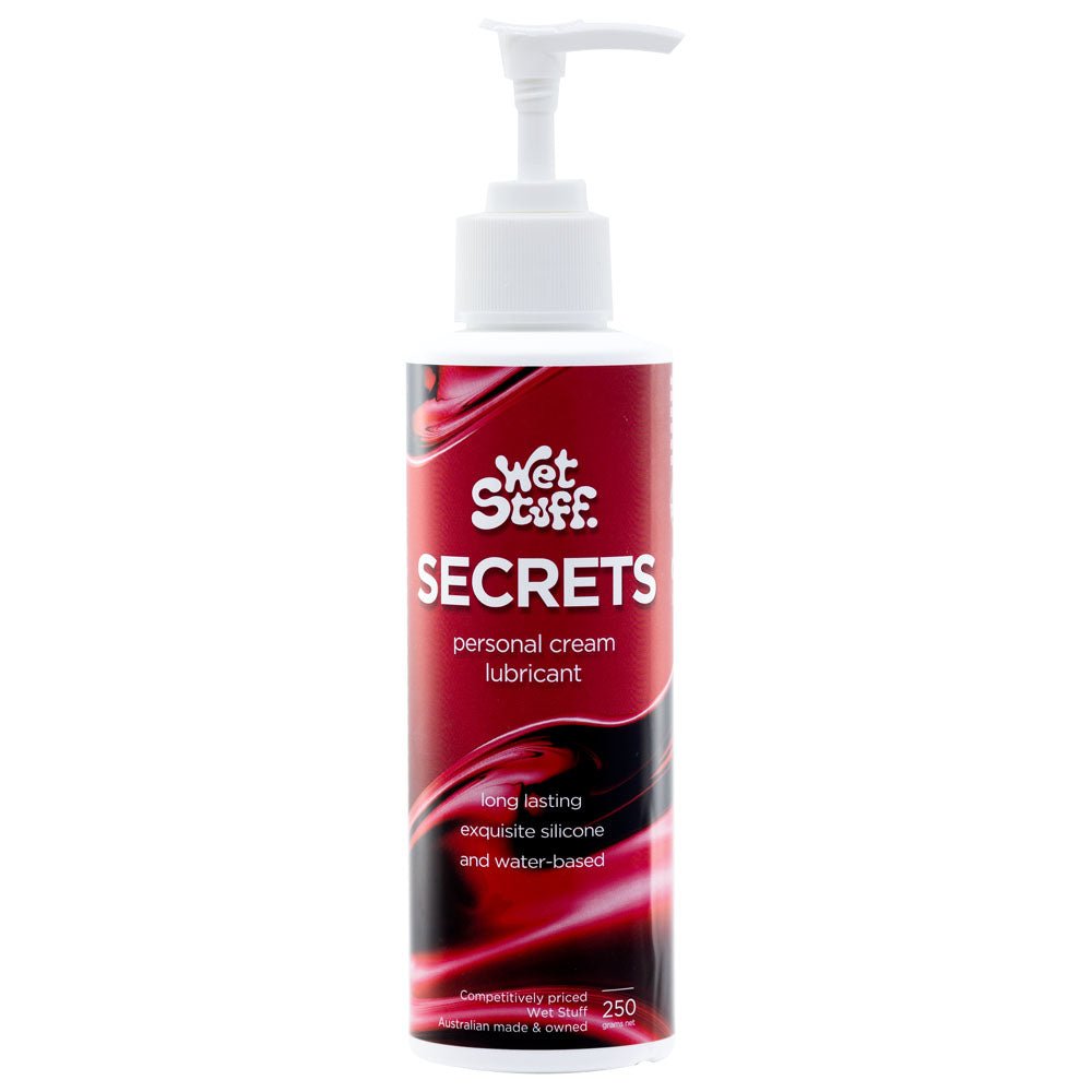 Wet Stuff Secrets - 250g Pump - Hybrid Lubricant - 250 gram Pump Bottle - Pleasure Den