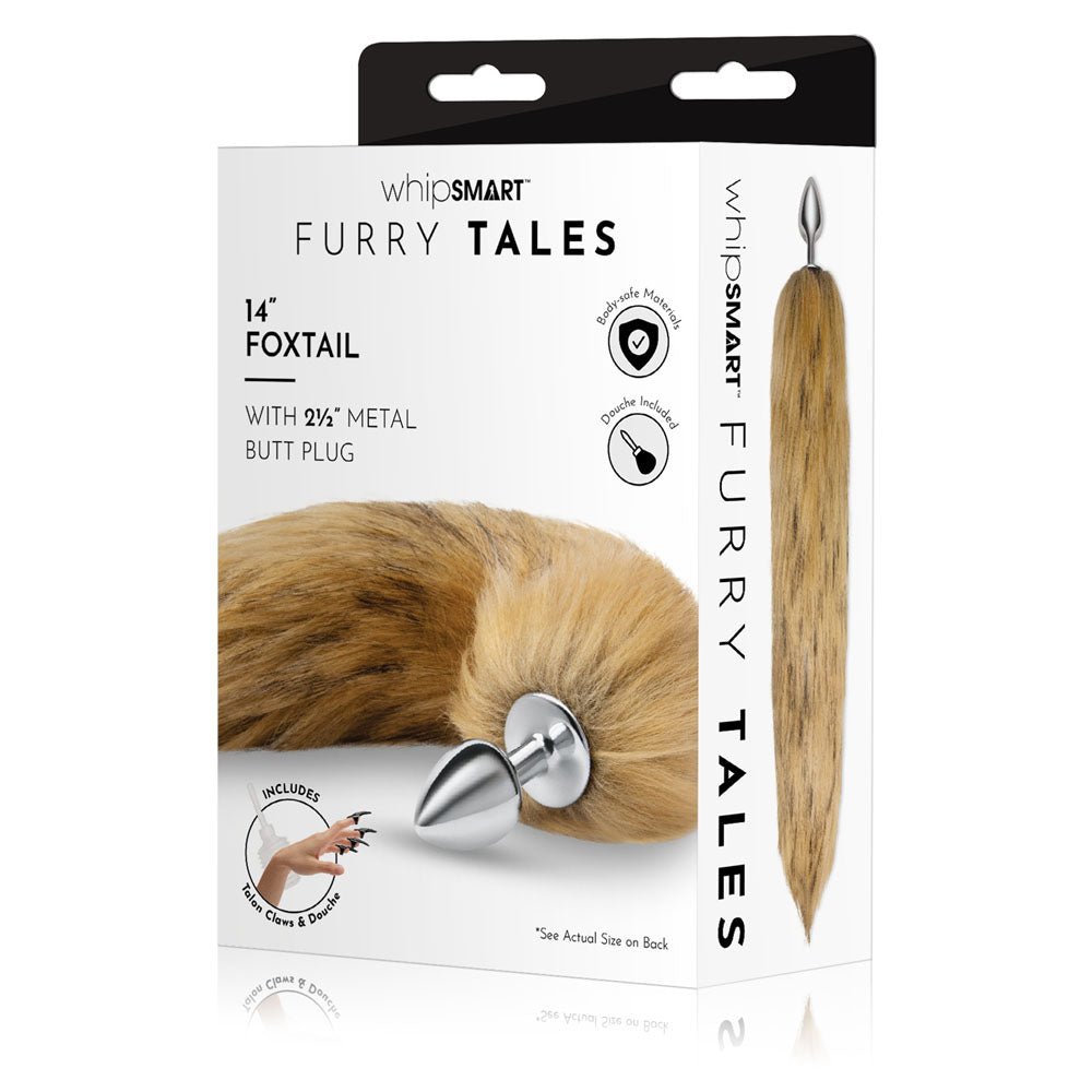 WhipSmart Furry Tales 14 Inch Fox Tail - Metal 6.3 cm Butt Plug with Fox Tail - Pleasure Den