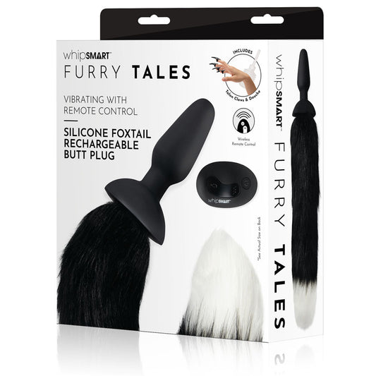 WhipSmart Furry Tales Silicone Foxtail Rechargeable Butt Plug - 9.5 cm Vibrating Butt Plug with Fox Tail & Remote Control - Pleasure Den