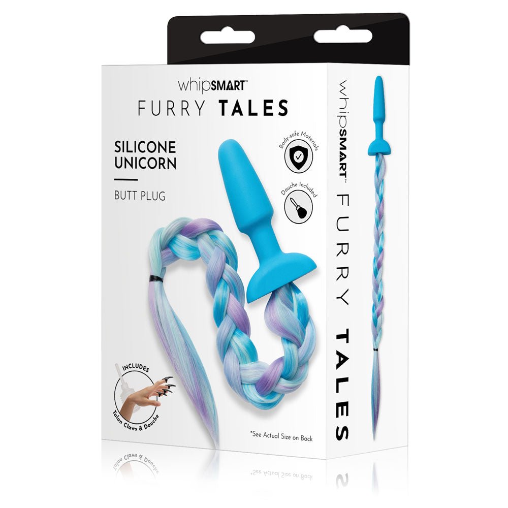 WhipSmart Furry Tales Silicone Unicorn Butt Plug - 8.9 cm Butt Plug with Unicorn Tail - Pleasure Den