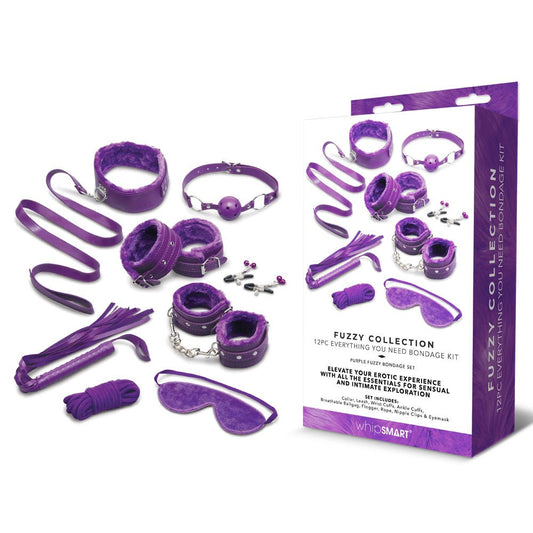 WhipSmart Fuzzy Everything You Need Bondage Kit - Bondage Kit - 12 Piece Set - Pleasure Den