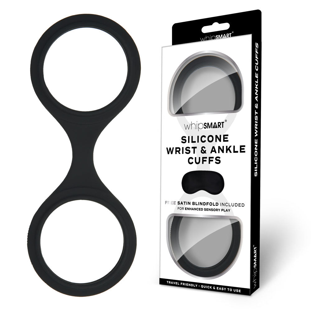 WhipSmart Silicone Wrist & Ankle Cuffs - Restraints with Bonus Eye Mask - Pleasure Den