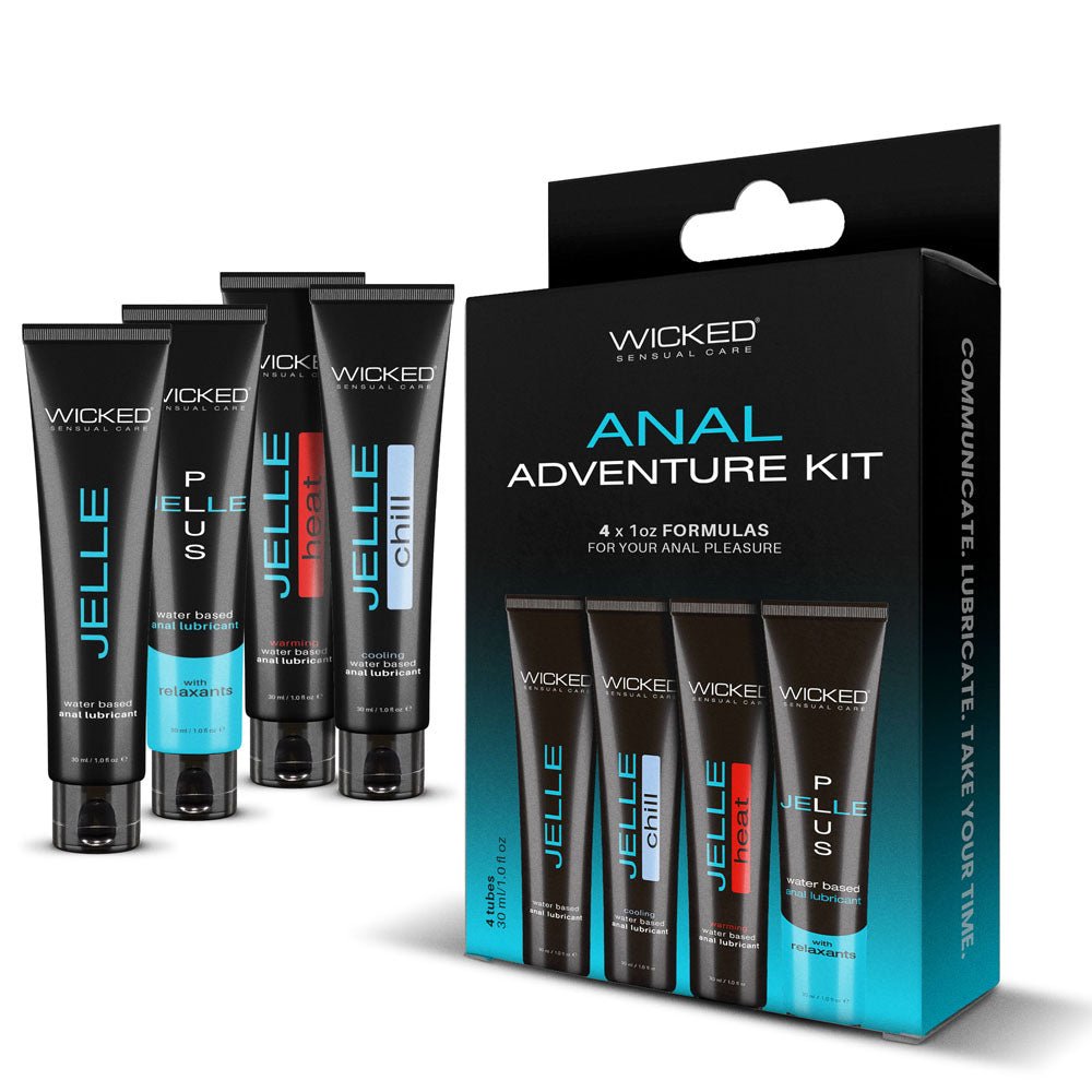 Wicked ANAL ADVENTURE KIT - Mixed Jelle Anal Lubricants 30 ml Bottles - 4 Pack - Pleasure Den