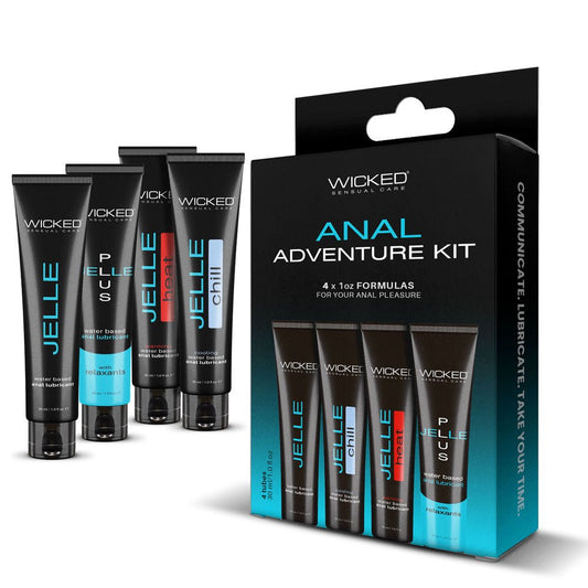 Wicked ANAL ADVENTURE KIT - Mixed Jelle Anal Lubricants 30 ml Bottles - 4 Pack - Pleasure Den
