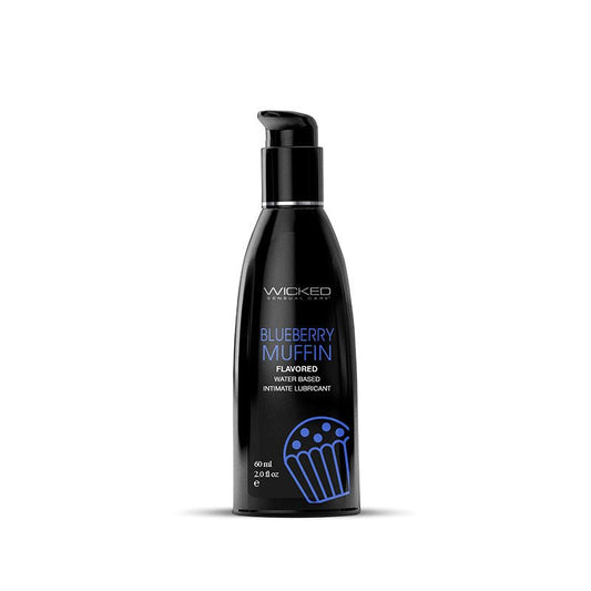 Wicked Aqua Blueberry Muffin - Blueberry Muffin Flavoured Water Based Lubricant - 60 ml (2 oz) Bottle - Pleasure Den
