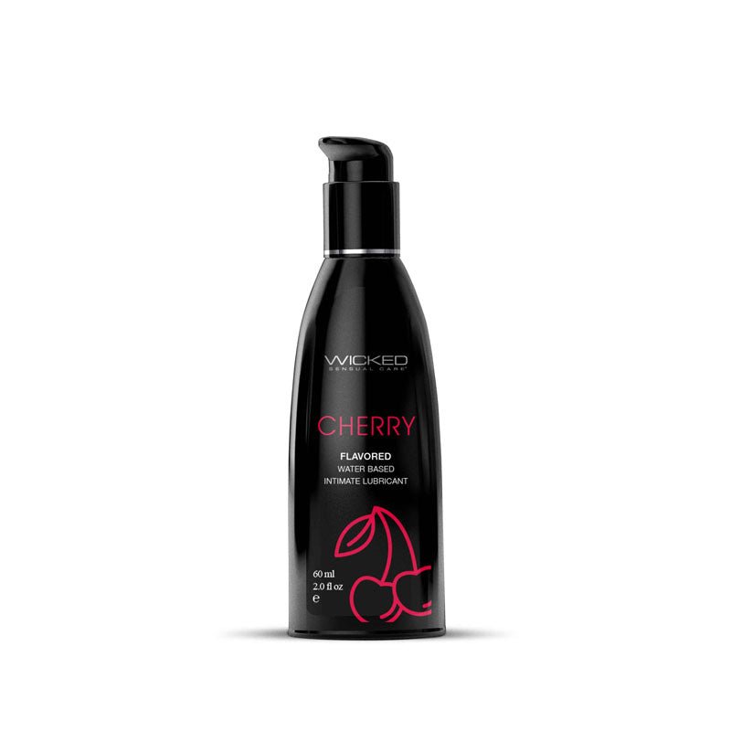 Wicked Aqua Cherry - Cherry Flavoured Water Based Lubricant - 60 ml (2 oz) Bottle - Pleasure Den