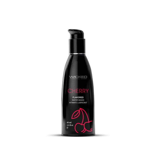 Wicked Aqua Cherry - Cherry Flavoured Water Based Lubricant - 60 ml (2 oz) Bottle - Pleasure Den