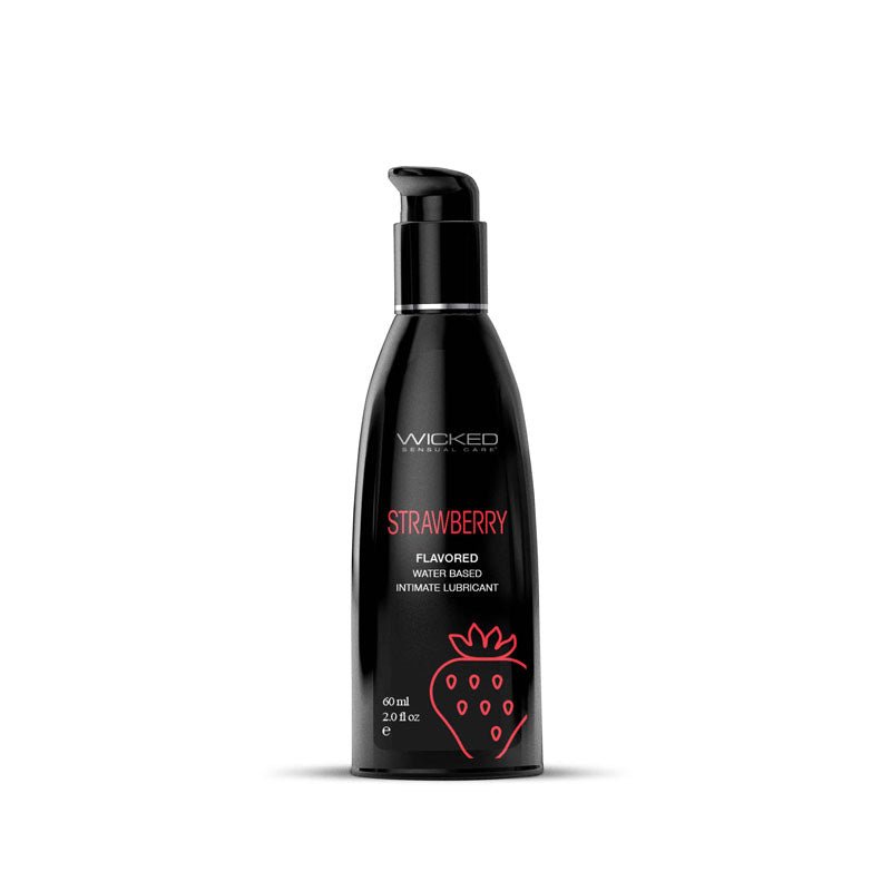 Wicked Aqua Strawberry - Strawberry Flavoured Water Based Lubricant - 60 ml (2 oz) Bottle - Pleasure Den
