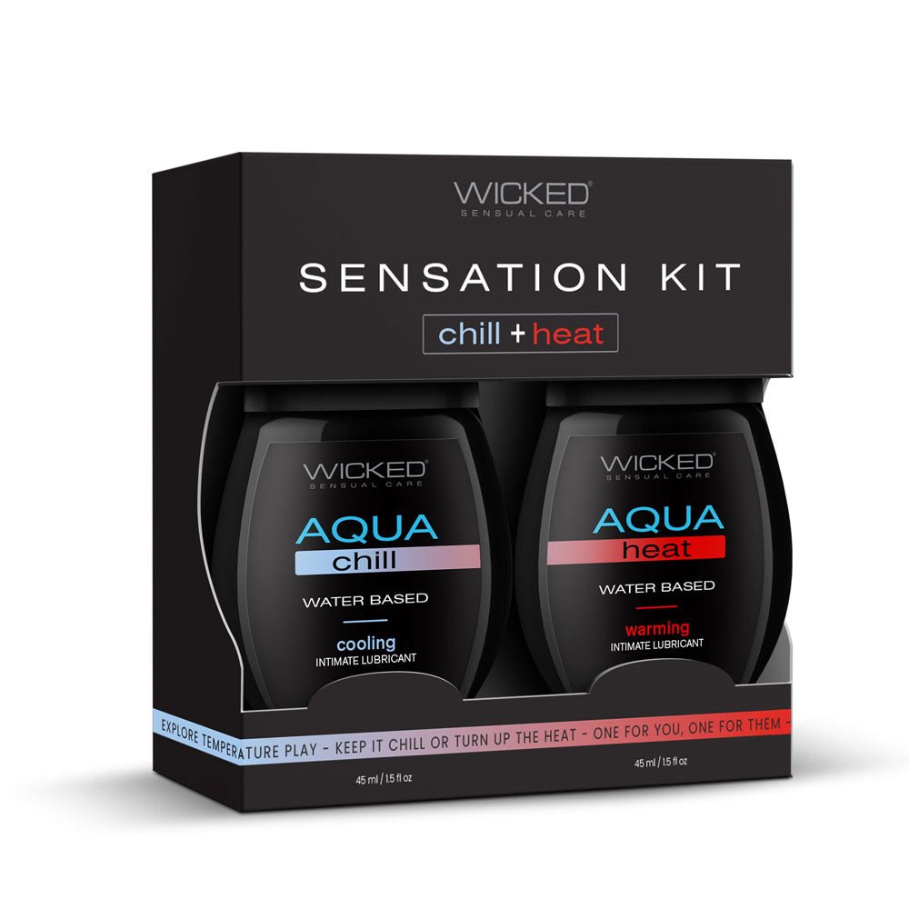 Wicked Sensation Kit - Warming & Cooling Water Based Lubricants - 2 Pack of 45 ml Bottles - Pleasure Den