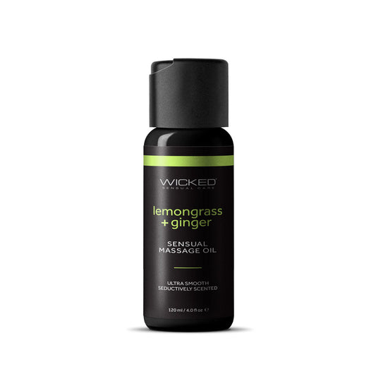Wicked Sensual Massage Oil - Lemongrass + Ginger - Lemongrass and Ginger Scented Massage Oil - 120 ml Tube - Pleasure Den