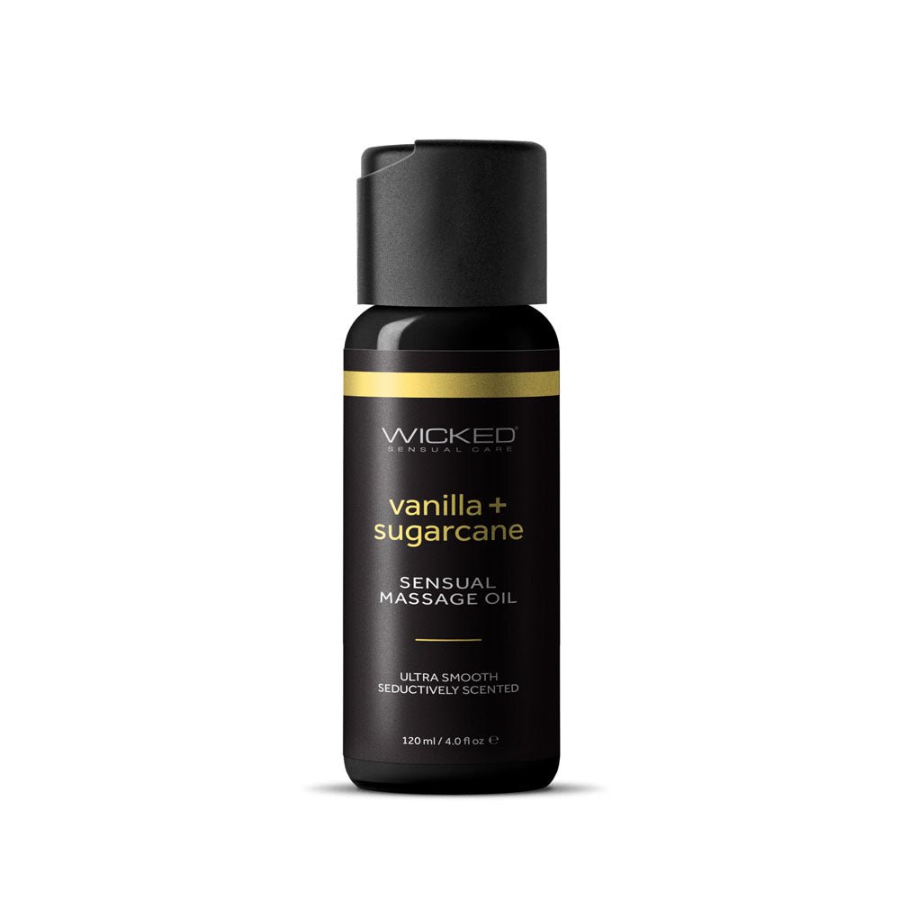 Wicked Sensual Massage Oil - Vanilla + Sugarcane - Vanilla and Sugarcane Scented Massage Oil - 120 ml Tube - Pleasure Den