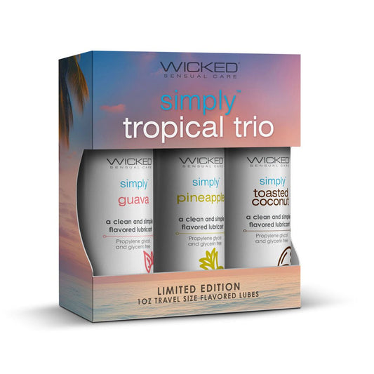 Wicked Simply Tropical Trio - Flavoured Water Based Lubricants - Set of 3 x 30 ml Bottles - Pleasure Den