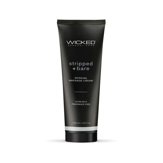 Wicked STRIPPED + BARE Sensual Massage Cream - Unscented Massage Cream - 120 ml Tube - Pleasure Den