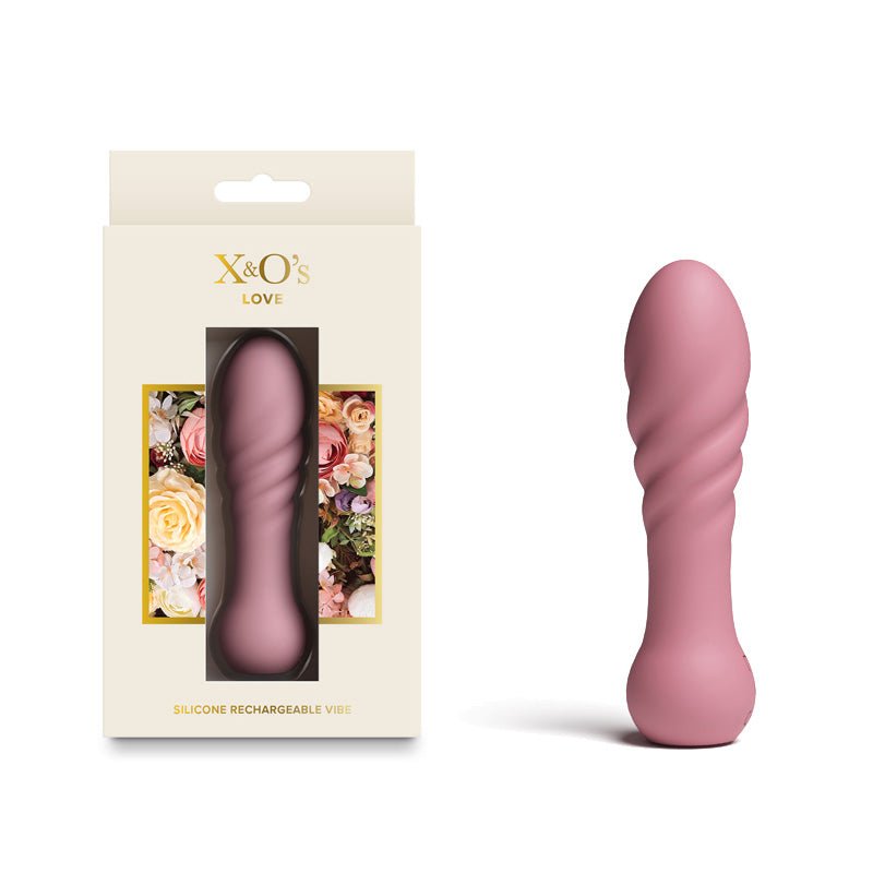 X & O's Love - Dusty Rose 10.7 cm USB Rechargeable Bullet - Pleasure Den