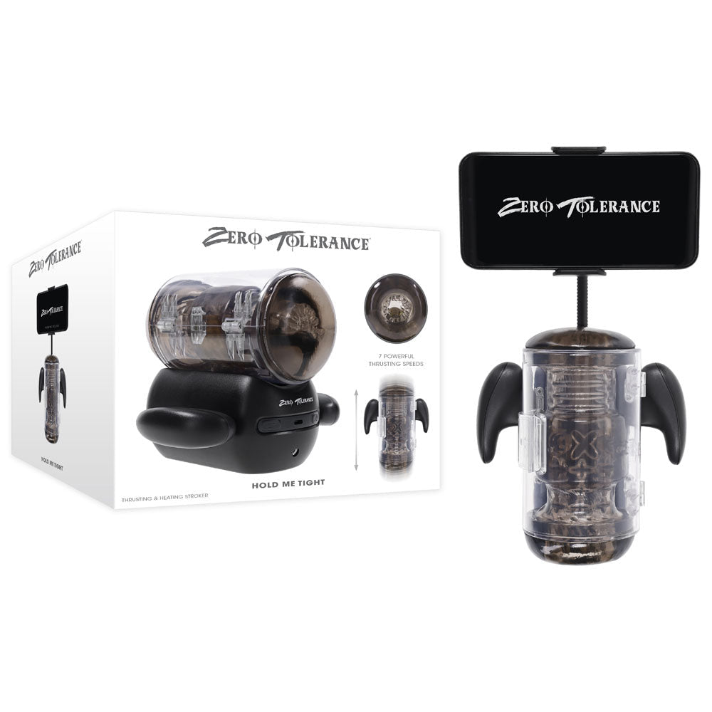 Zero Tolerance HOLD ME TIGHT - USB Rechargeable Vibrating Auto Stroker with Phone Holder - Pleasure Den