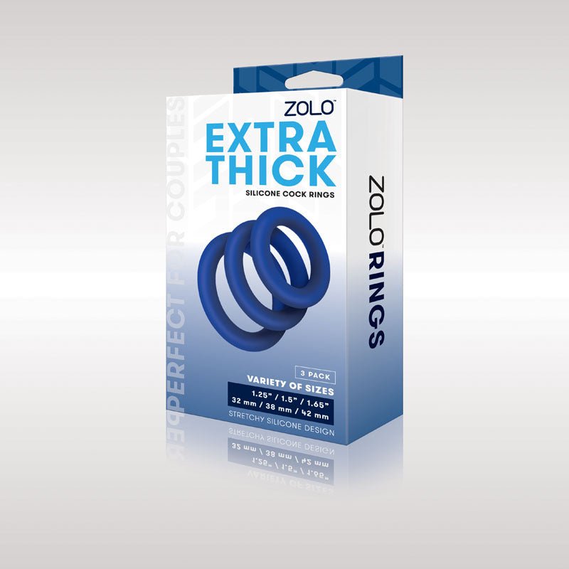Zolo Extra Thick Silicone Cock Rings 3-Pack - Thick Cock Rings - Set of 3 Sizes - Pleasure Den