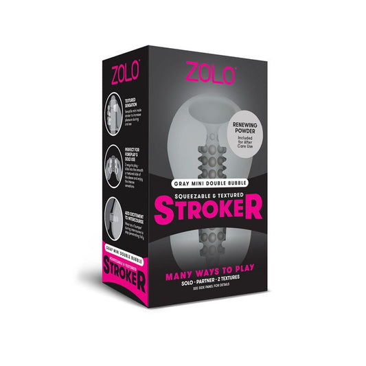 Zolo Grey Mini Double Bubble Stroker - Grey Stroker Sleeve - Pleasure Den