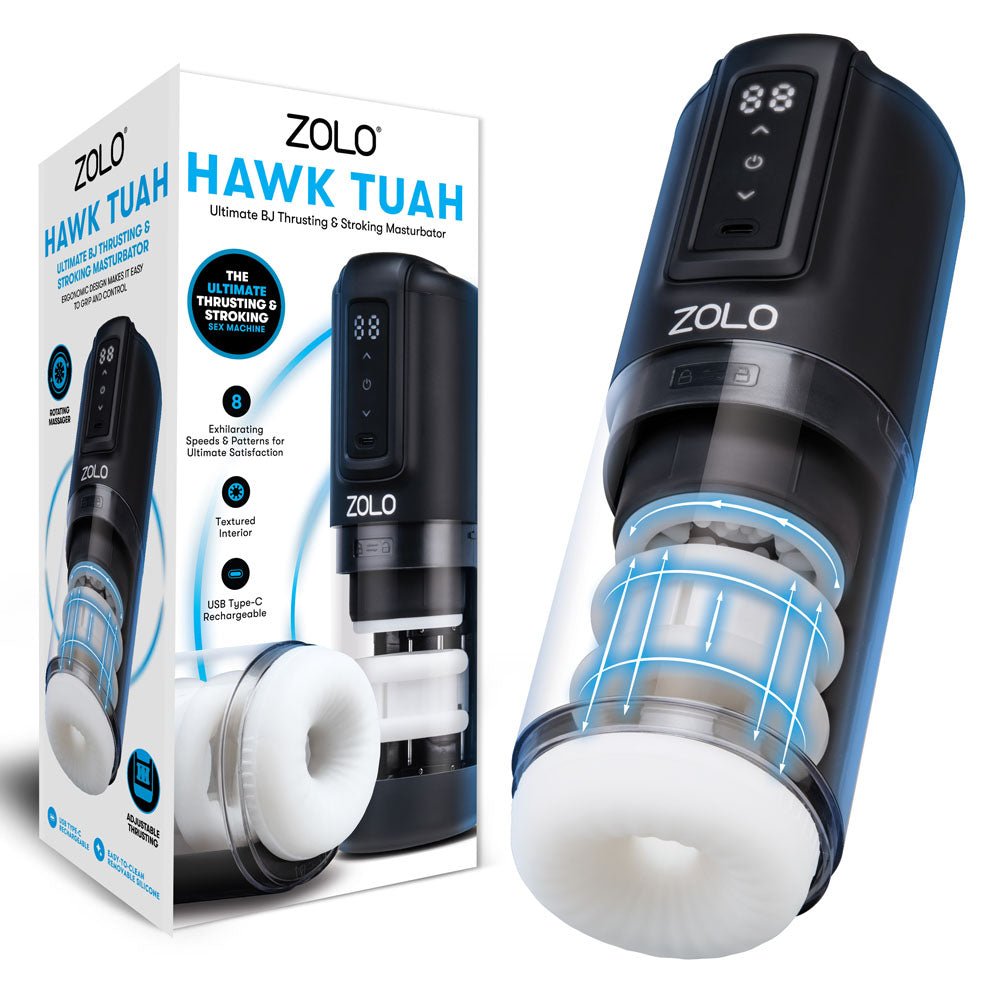 Zolo HAWK TUAH Ultimate BJ Stroker - USB Rechargeable Thrusting & Rotating Auto Stroker - Pleasure Den