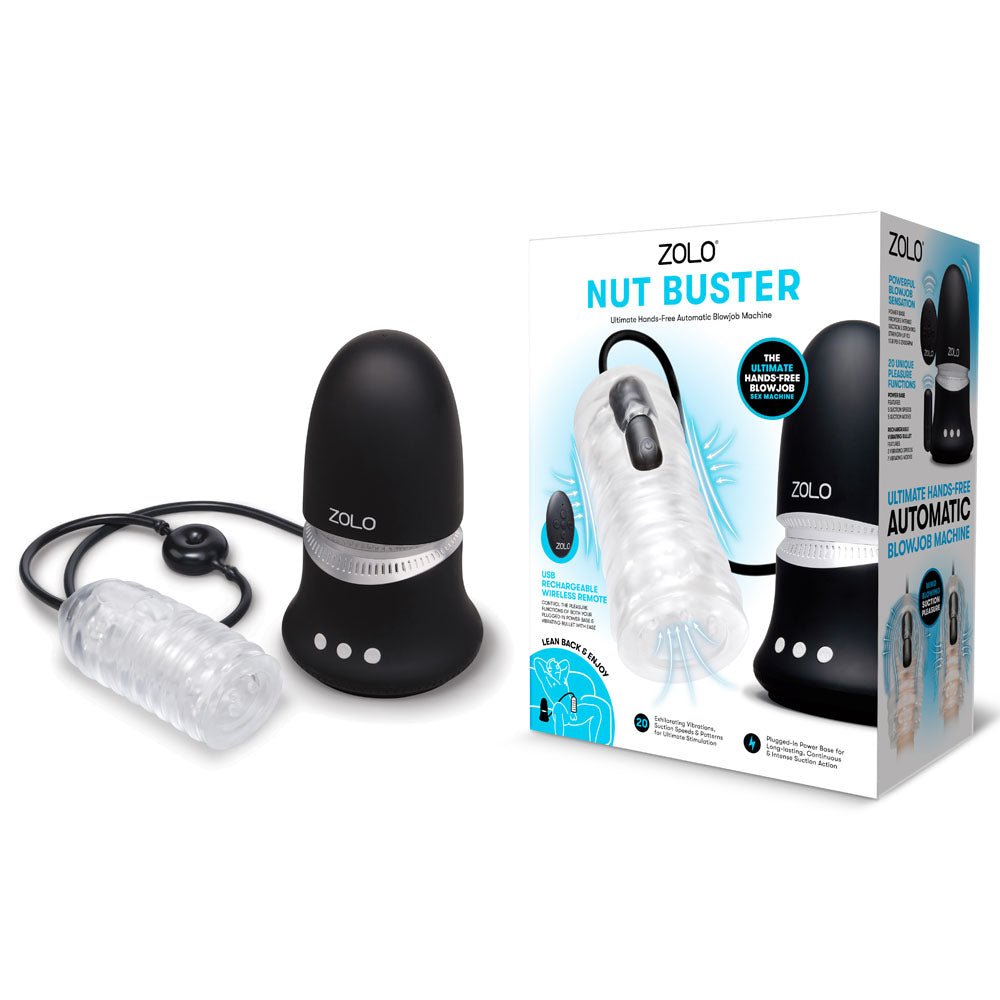 Zolo NUT BUSTER - Mains Powered Hands Free Automatic Blowjob Machine - Pleasure Den