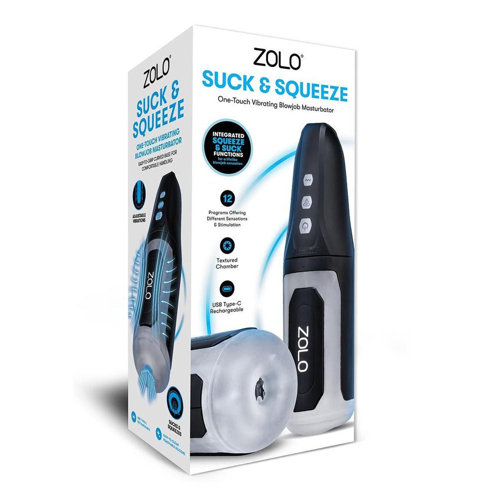 Zolo Suck & Squeeze - USB Rechargeable Sucking Auto Masturbator - Pleasure Den