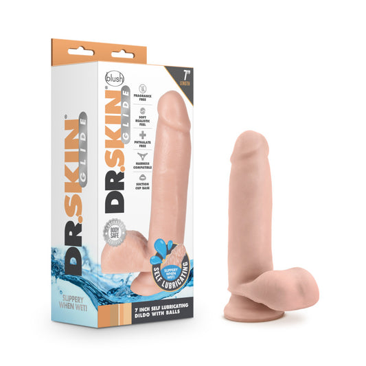 Dr. Skin Glide 7 Inch Self Lubricating Dildo -  17.8 cm Dong