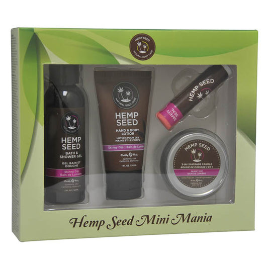 Hemp Seed Mini Mania - Skinny Dip (Vanilla & Fairy Floss) Scented Lotion Kit - 4 Piece Set