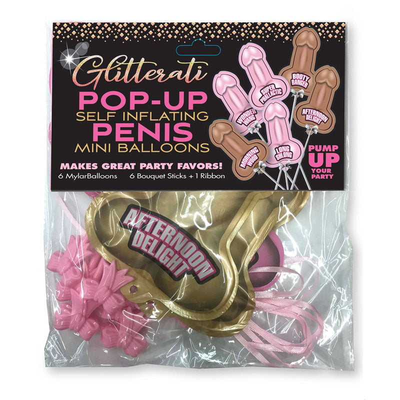 Glitterati Pop-Up Self Inflating Penis Mini-Balloons