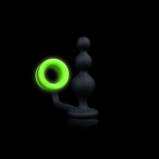 OUCH! Glow In The Dark Beads Butt Plug with Cock Ring