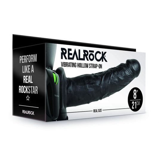 REALROCK Vibrating Hollow Strap-on - 20.5 cm  -  20.5 cm Vibrating Hollow Strap-On