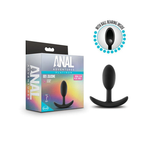 Anal Adventures Platinum Vibra Slim Plug - 8.9 cm Small Butt Plug with Internal Ball - Pleasure Den