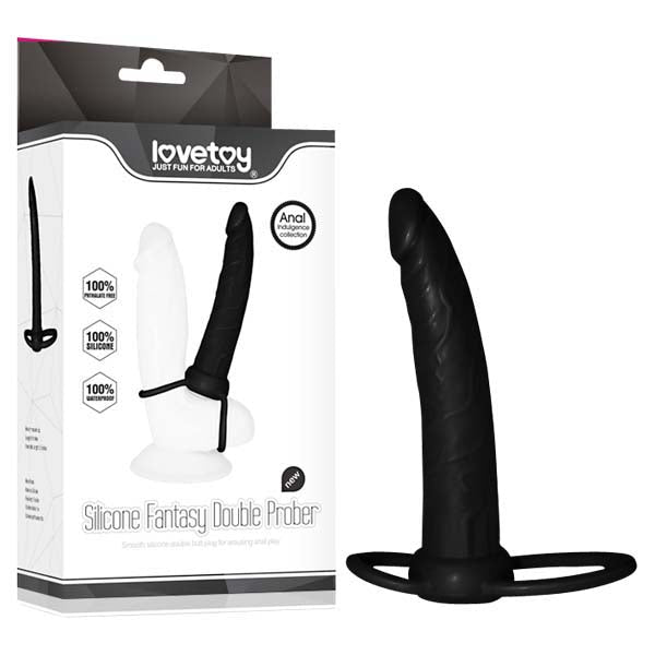 Anal Indulgence Collection Silicone Fantasy Double Prober - 15.2 cm (6'') Anal Dong & Cock Ring - Pleasure Den