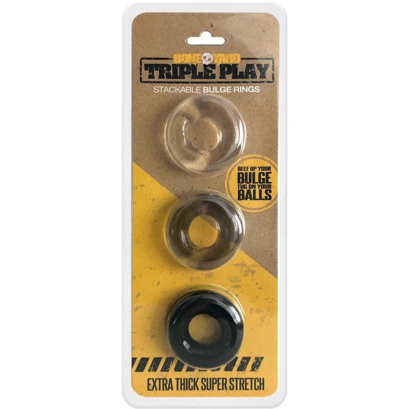 Boneyard Triple Play Cock Rings - 3 Pack - Pleasure Den