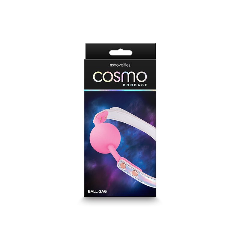 Cosmo Bondage Ball Gag - Rainbow - Metallic Rainbow/Pink Mouth Restraint - Pleasure Den