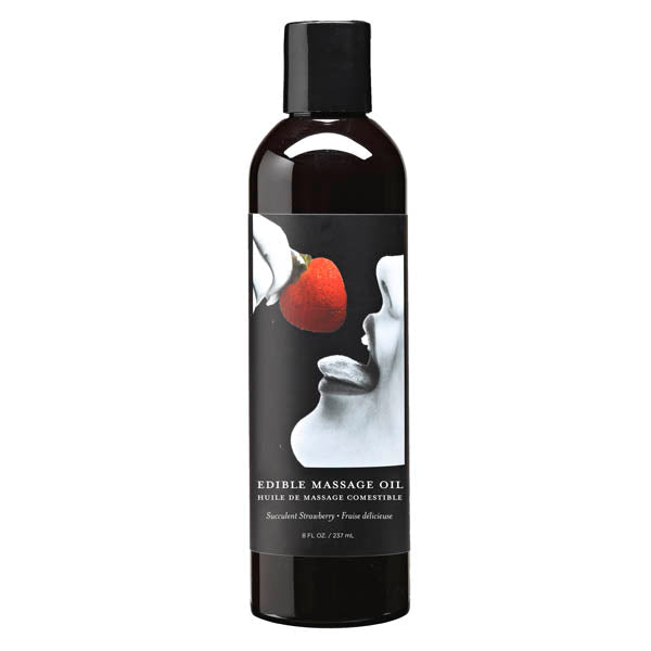 Edible Massage Oil - Succulent Strawberry Flavoured - 237 ml Bottle - Pleasure Den