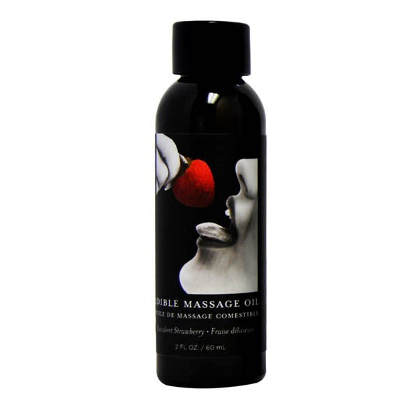 Edible Massage Oil - Succulent Strawberry Flavoured - 59 ml Bottle - Pleasure Den