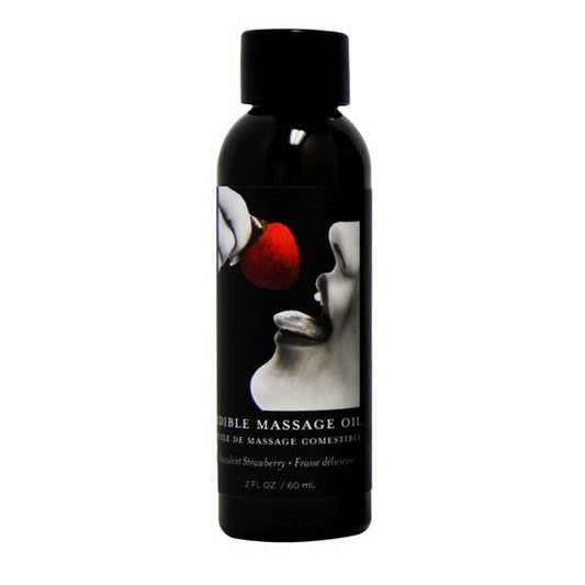 Edible Massage Oil - Succulent Strawberry Flavoured - 59 ml Bottle - Pleasure Den
