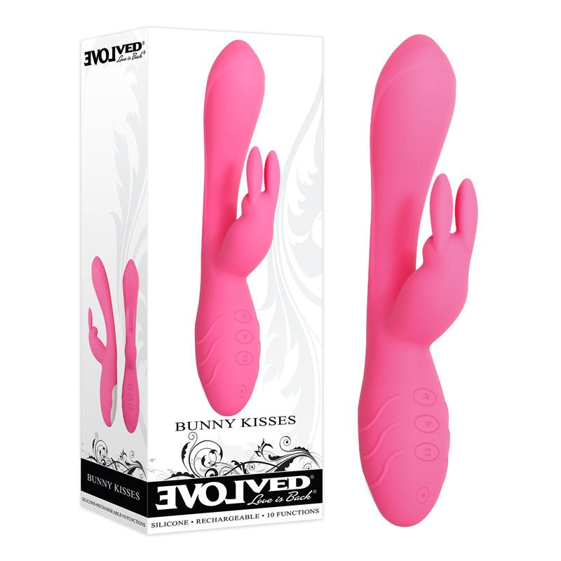 Evolved Bunny Kisses - 20 cm USB Rechargeable Rabbit Vibrator - Pleasure Den