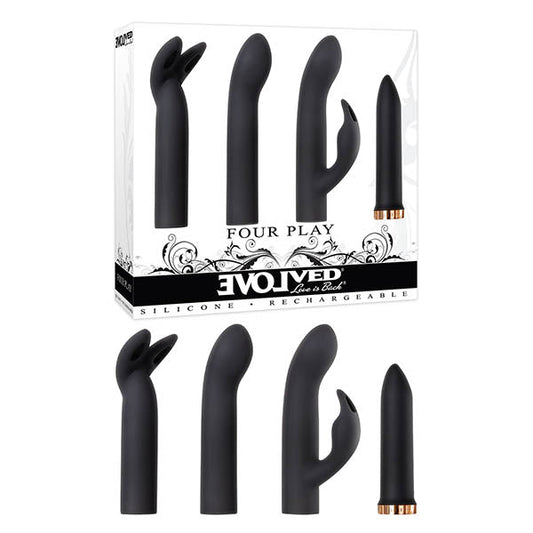 Evolved Four Play - USB Rechargeable Bullet with 3 Sleeves - Pleasure Den