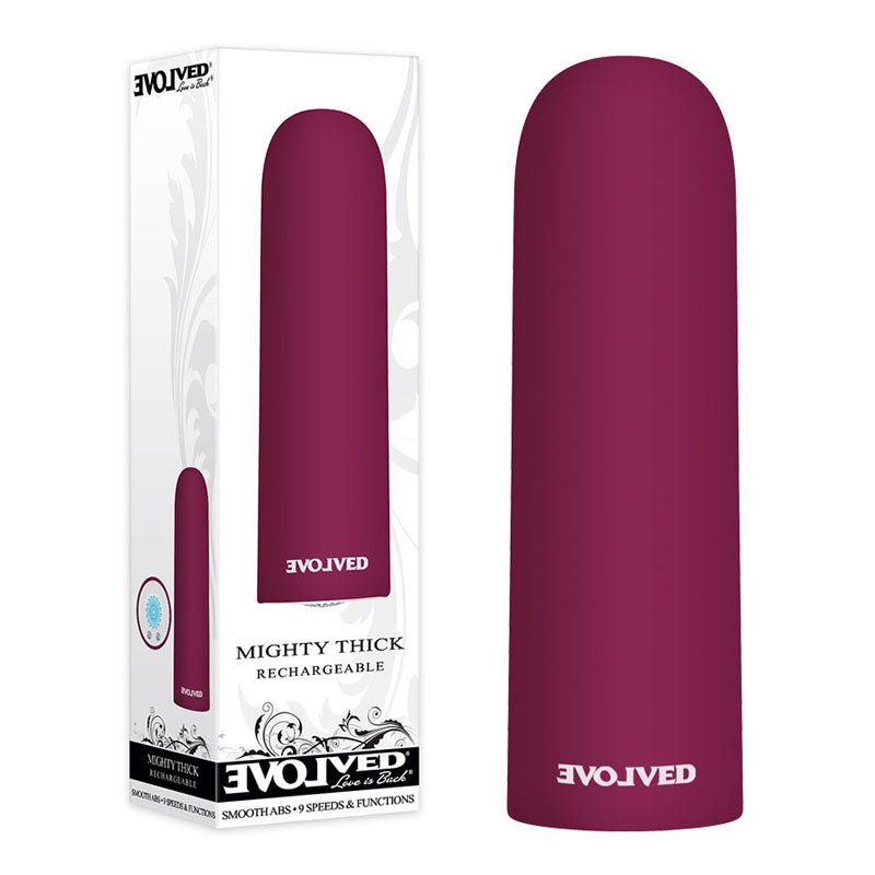 Evolved Mighty Thick - Burgundy 9 cm USB Rechargeable Bullet - Pleasure Den