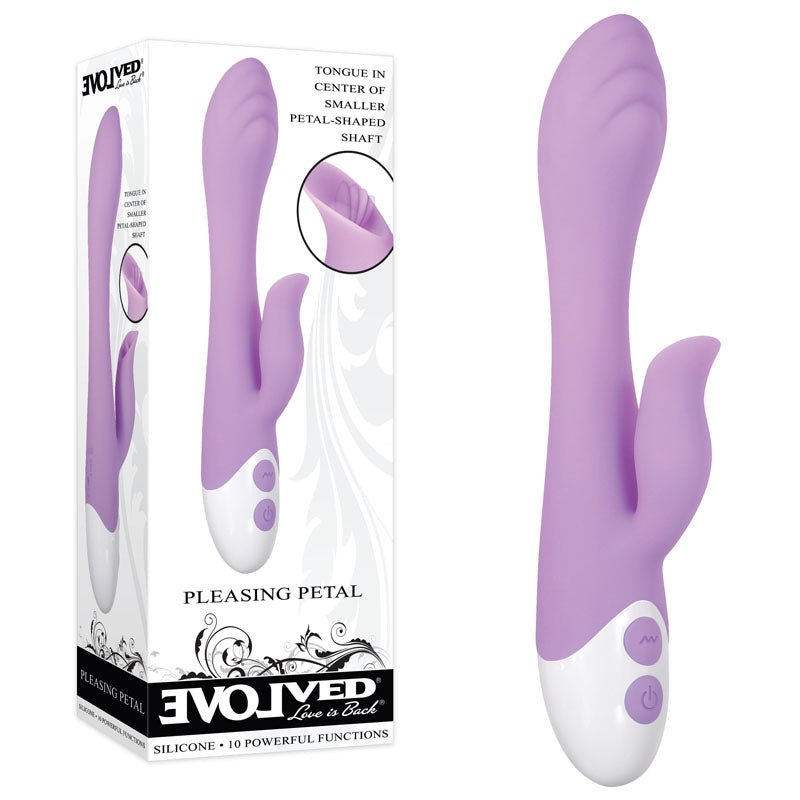 Evolved PLEASING PETAL - Lilac 19.7 cm USB Rechargeable Rabbit Vibrator - Pleasure Den