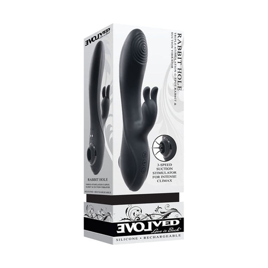 Evolved RABBIT HOLE - 21.2 cm USB Rechargeable Rabbit Vibrator - Pleasure Den